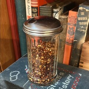 Ribbed Glass Shaker with Metal Lid